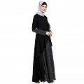 Polka dotted asymmetrical dress abaya- Black Polka dotted asymmetrical dress abaya- Black